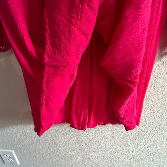 Free People Go Lightly V-Neck Swing Dress Medium Hot Pink Boho Soft Grunge Chic - Picture 6 of 13